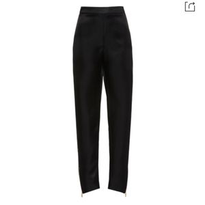 Brandon Maxwell High Rise Silk Cigarette Pants